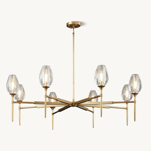 Elegant 8-Light Brass Crystal Chandelier with Gold Finish 54in Round