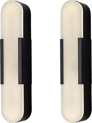 Elegant Alabaster Wall Sconces Set of Two with Brass Finish, 19.7''