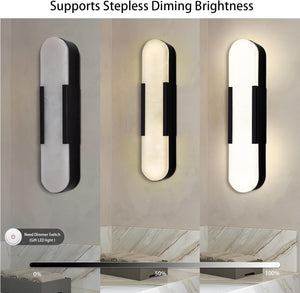 Elegant Black Alabaster Marble Wall Sconce Set of 2