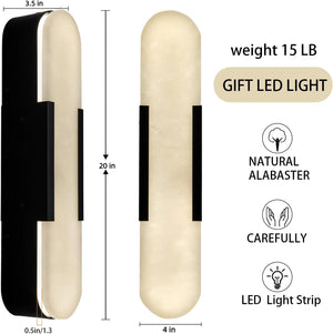 Elegant Black Alabaster Marble Wall Sconce Set of 2