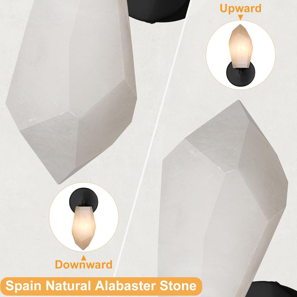 Elegant Black Alabaster Wall Sconce with Dimmable LED Light