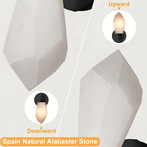Elegant Black Alabaster Wall Sconce with Dimmable LED Light