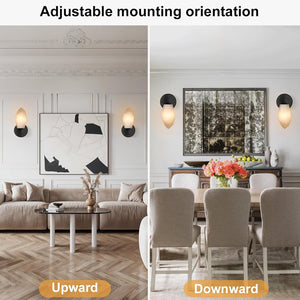 Elegant Black Alabaster Wall Sconce with Dimmable LED Light