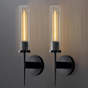 Elegant Black Water Ripple Wall Sconce Set – 2 Pack