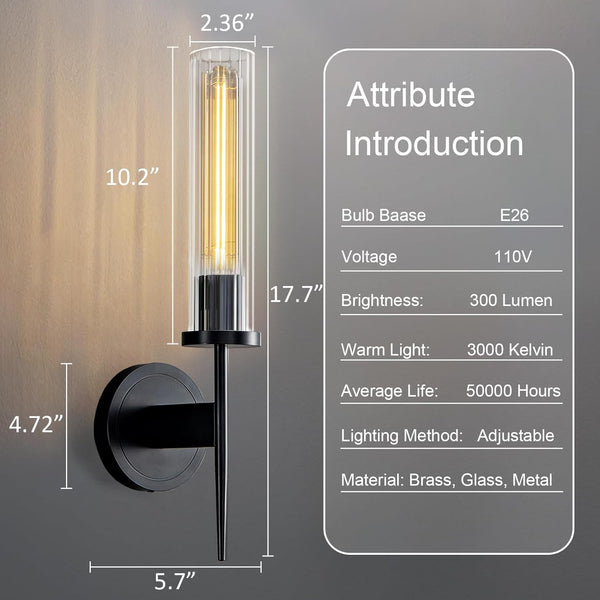 Elegant Black Water Ripple Wall Sconce Set – 2 Pack