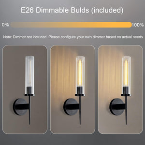 Elegant Black Water Ripple Wall Sconce Set – 2 Pack