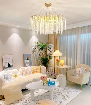 Elegant Crystal Icicle Chandelier in Branch Style for Dining Table Use-Chandeliers-Arialamps