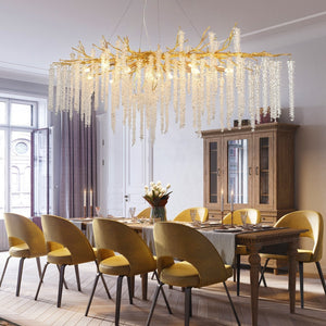 Elegant Crystal Icicle Chandelier in Branch Style for Dining Table Use-Chandeliers-Arialamps