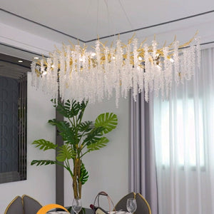 Elegant Crystal Icicle Chandelier in Branch Style for Dining Table Use-Chandeliers-Arialamps