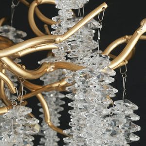 Elegant Crystal Icicle Chandelier in Branch Style for Dining Table Use-Chandeliers-Arialamps
