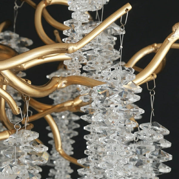 Elegant Crystal Icicle Chandelier in Branch Style for Dining Table Use-Chandeliers-Arialamps