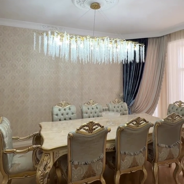 Elegant Crystal Icicle Chandelier in Branch Style for Dining Table Use-Chandeliers-Arialamps