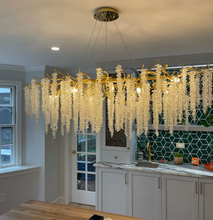 Elegant Crystal Icicle Chandelier in Branch Style for Dining Table Use-Chandeliers-Arialamps