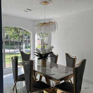 Elegant Crystal Icicle Chandelier in Branch Style for Dining Table Use-Chandeliers-Arialamps