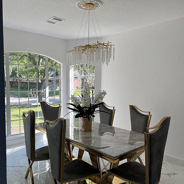 Elegant Crystal Icicle Chandelier in Branch Style for Dining Table Use-Chandeliers-Arialamps