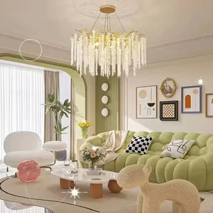 Elegant Crystal Icicle Chandelier in Branch Style for Dining Table Use-Chandeliers-Arialamps