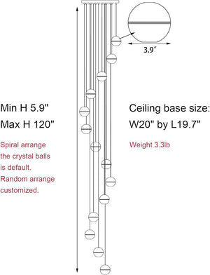 Elegant Gold Crystal 14-Light Adjustable Staircase Chandelier for Modern Homes