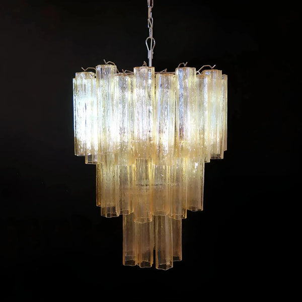 Elegant Yellow Murano Glass Tube Chandelier 25.6"-Chandelier-Arialamps