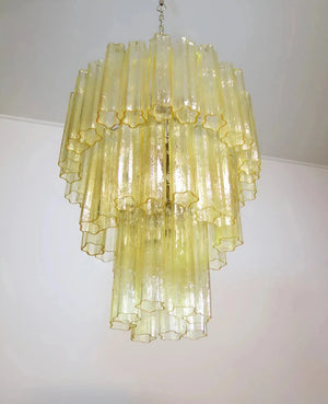 Elegant Yellow Murano Glass Tube Chandelier 25.6"-Chandelier-Arialamps