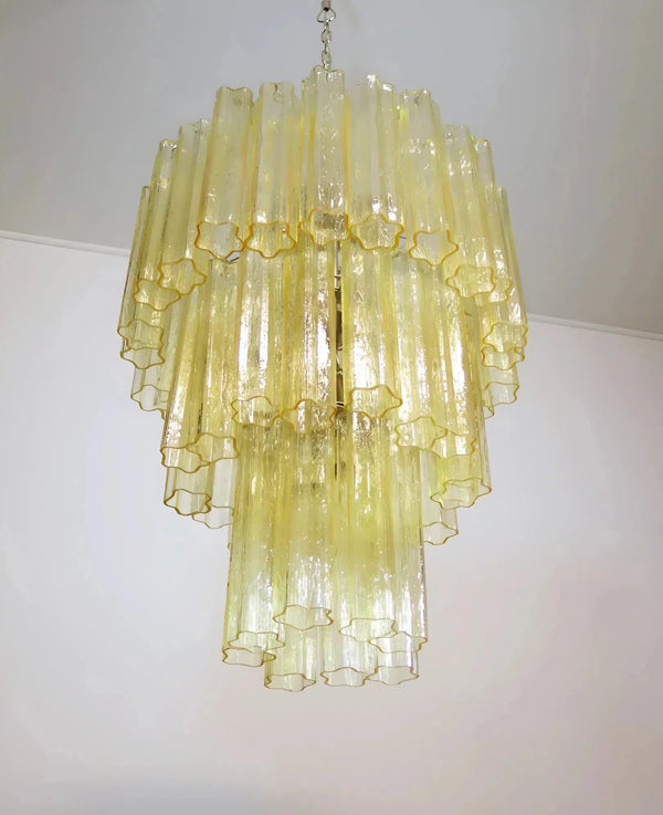 Elegant Yellow Murano Glass Tube Chandelier 25.6"-Chandelier-Arialamps