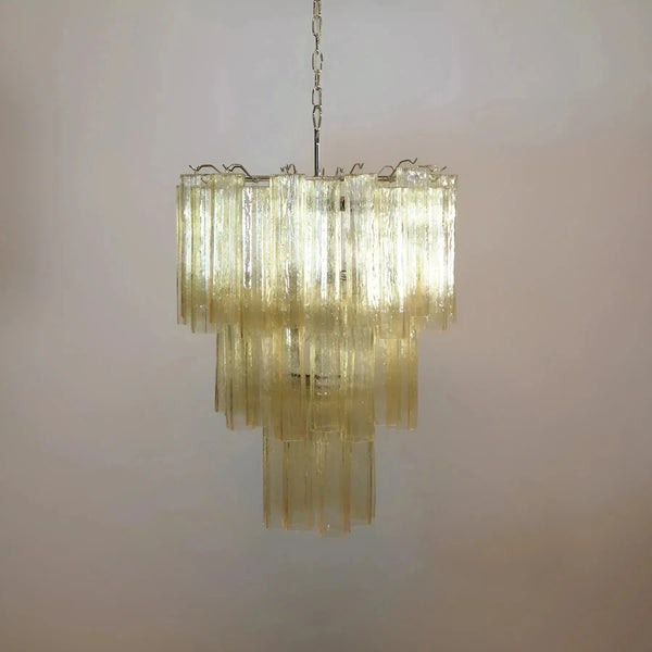 Elegant Yellow Murano Glass Tube Chandelier 25.6"-Chandelier-Arialamps
