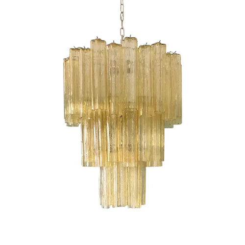 Elegant Yellow Murano Glass Tube Chandelier 25.6"-Chandelier-Yellow-Arialamps