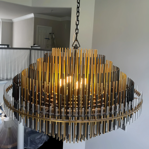Emila Sculpture Brass Round Chandelier 24" 32" 42"-