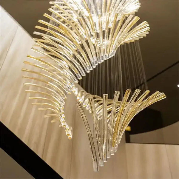 European Style Spiral Glass Chandelier for Staircase/Foyer/Hotel/Villa - Arialamps