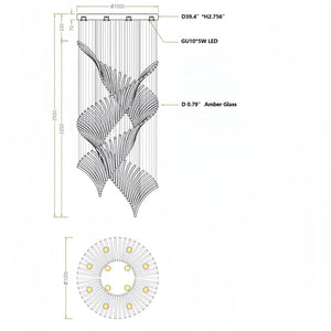 European Style Spiral Glass Chandelier for Staircase/Foyer/Hotel/Villa - Arialamps