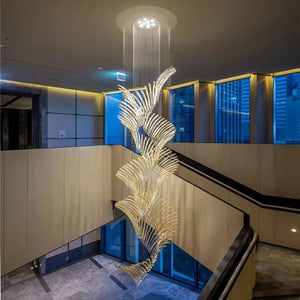 European Style Spiral Glass Chandelier for Staircase/Foyer/Hotel/Villa - Arialamps