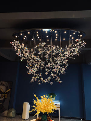 Exquisite Crystal Flower Branch Chandelier for Hotel Foyer and Entryway Ceiling Lighting Fixture-Chandeliers-Arialamps