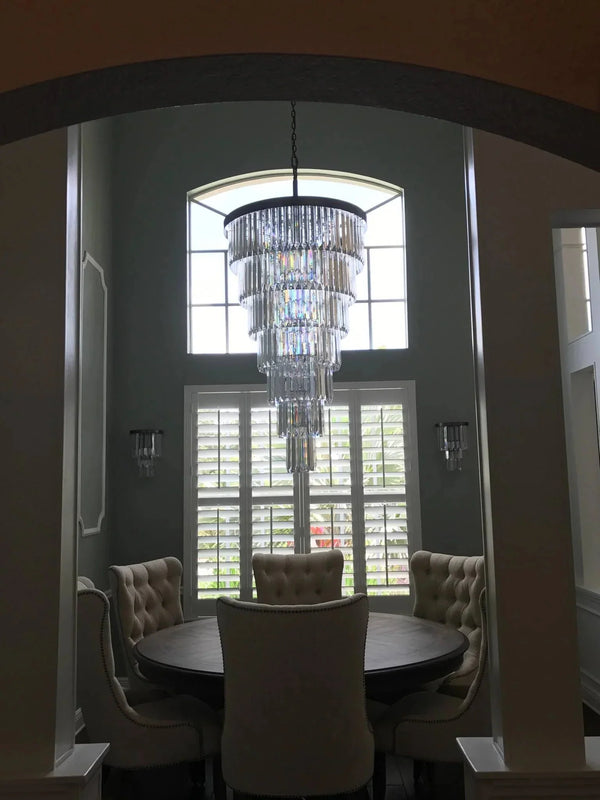 Extra Large 7 - Tier Luxury Crystal Chandelier in Black/Coffee/Gold/Chrome Finish Color - Arialamps