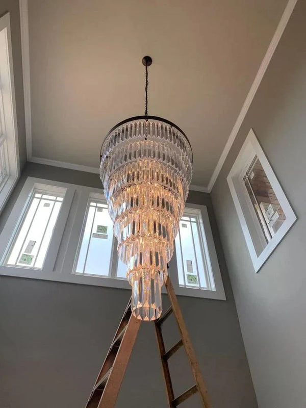 Extra Large 7 - Tier Luxury Crystal Chandelier in Black/Coffee/Gold/Chrome Finish Color - Arialamps