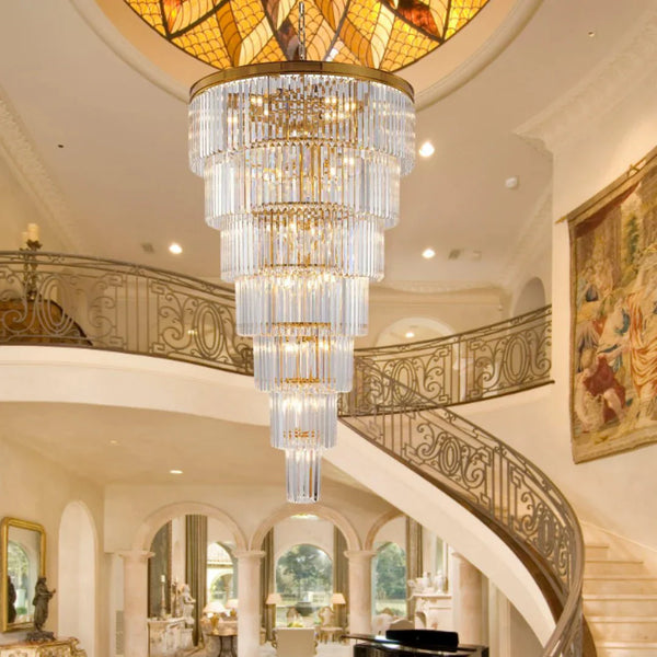 Extra Large 7 - Tier Luxury Crystal Chandelier in Black/Coffee/Gold/Chrome Finish Color - Arialamps