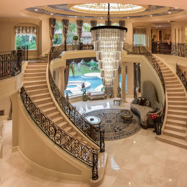 Extra Large 7 - Tier Luxury Crystal Chandelier in Black/Coffee/Gold/Chrome Finish Color - Arialamps