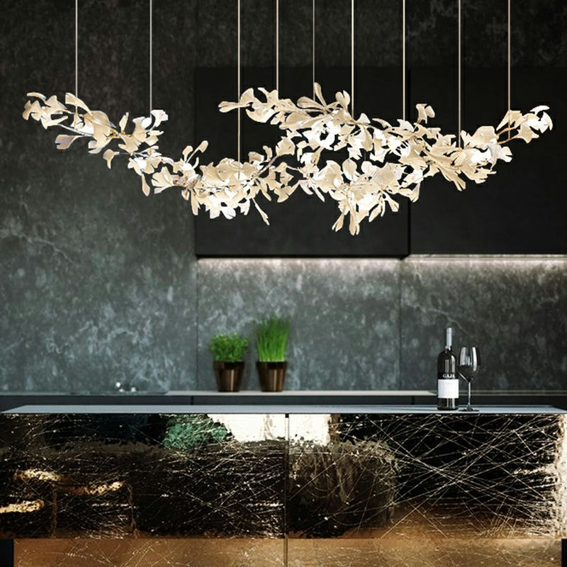 Extra Large Ceramic White Flower Chandelier in Artistic Branch Style for Spacious Living and Dining Room-Chandeliers-Arialamps