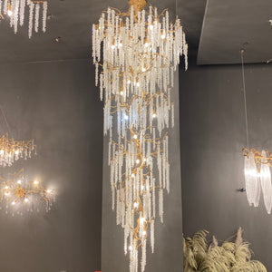 Extra Large Crystal Icicle Chandelier in Tree Branch Design for Grand Staircases and Hallways-Chandeliers-Arialamps