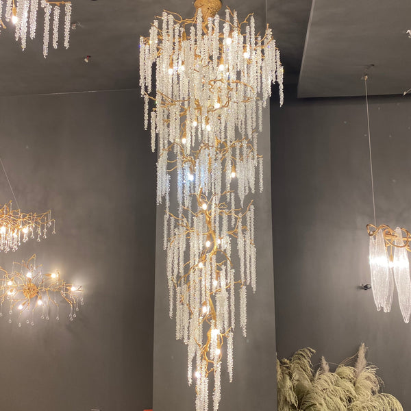 Extra Large Crystal Icicle Chandelier in Tree Branch Design for Grand Staircases and Hallways-Chandeliers-Arialamps