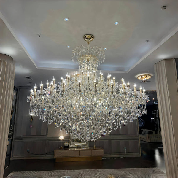 Extra Large Elegant Crystal Chandelier in Branch Style with Candle Layers for Stairs Living Room and Foyer-Chandeliers-Arialamps