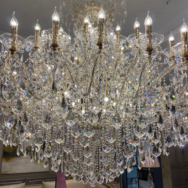 Extra Large Elegant Crystal Chandelier in Branch Style with Candle Layers for Stairs Living Room and Foyer-Chandeliers-Arialamps