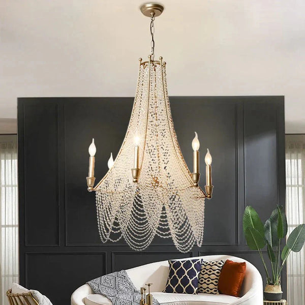 Extra Large European Crystal Beaded Chandelier Candle Light for Stairs / Duplex / Villa - Arialamps
