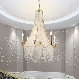 Extra Large European Crystal Beaded Chandelier Candle Light for Stairs / Duplex / Villa - Arialamps