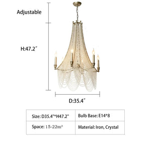 Extra Large European Crystal Beaded Chandelier Candle Light for Stairs / Duplex / Villa - Arialamps