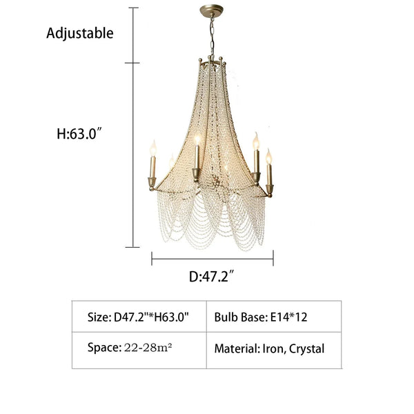 Extra Large European Crystal Beaded Chandelier Candle Light for Stairs / Duplex / Villa - Arialamps