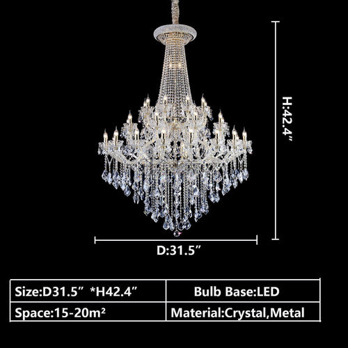 Extra Large French Candle Crystal Branch Chandelier for Foyer and Staircase