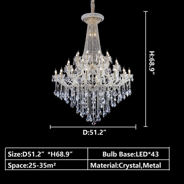 Extra Large French Candle Crystal Branch Chandelier for Foyer and Staircase