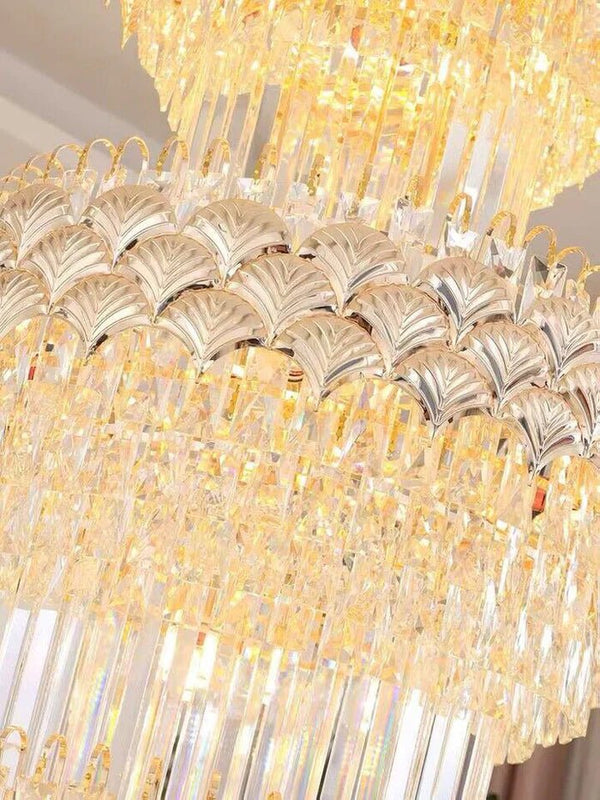 Extra Large Multi - layers Gold Luxury Crystal Chandelier Modern Empire Decrative Crystal Light For Living Room/Foyer/Staircase - Arialamps