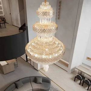 Extra Large Multi - layers Gold Luxury Crystal Chandelier Modern Empire Decrative Crystal Light For Living Room/Foyer/Staircase - Arialamps