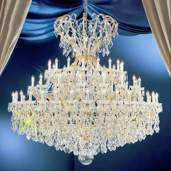 Extra Large Multi - layers Luxury Candle Branch Crystal Chandelier - Arialamps