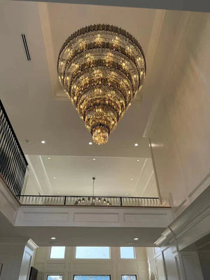 Extra Large Round Cone Tiered Crystal Chandelier for Foyer/Enterway/Living Room - Arialamps